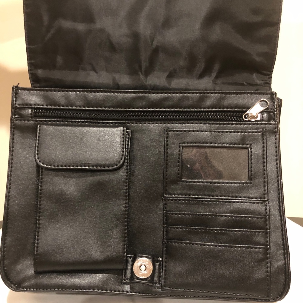 Black Leather Messenger Travel Bag